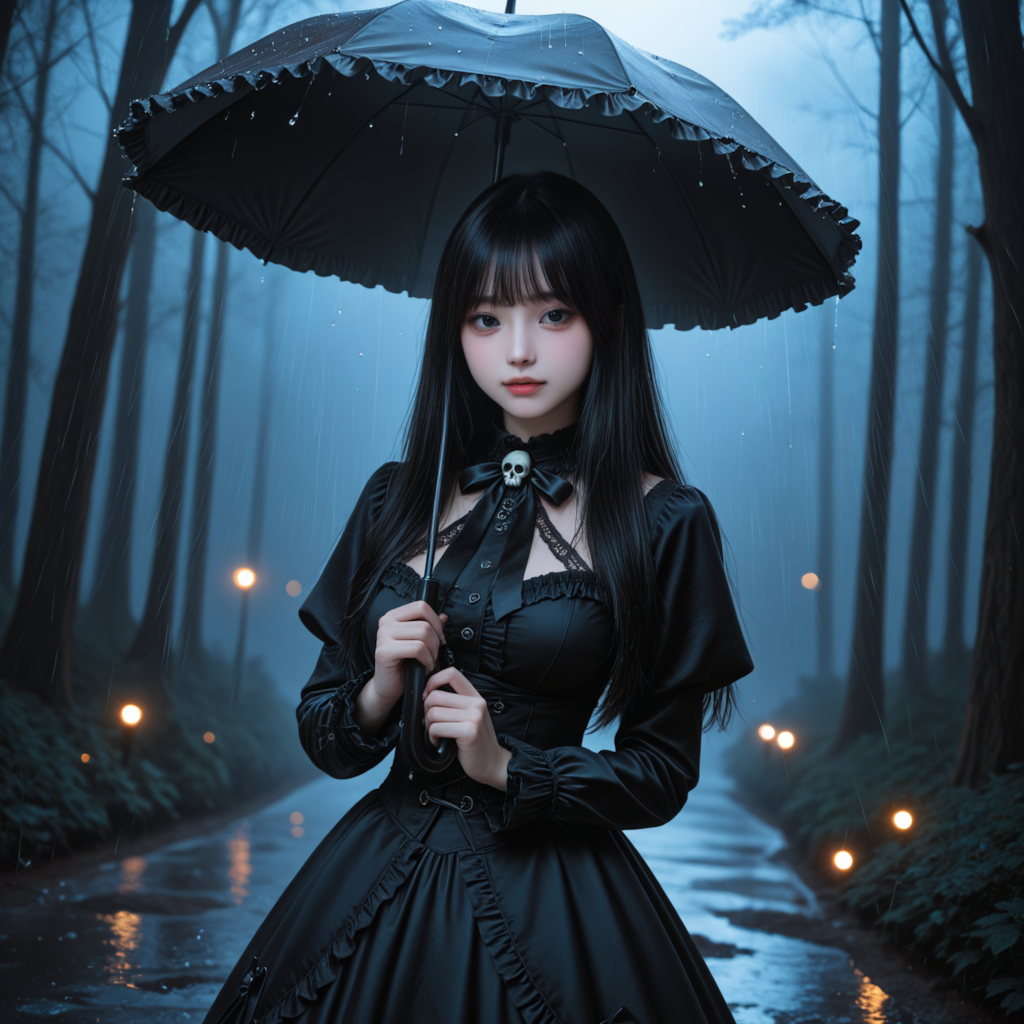 雨、森