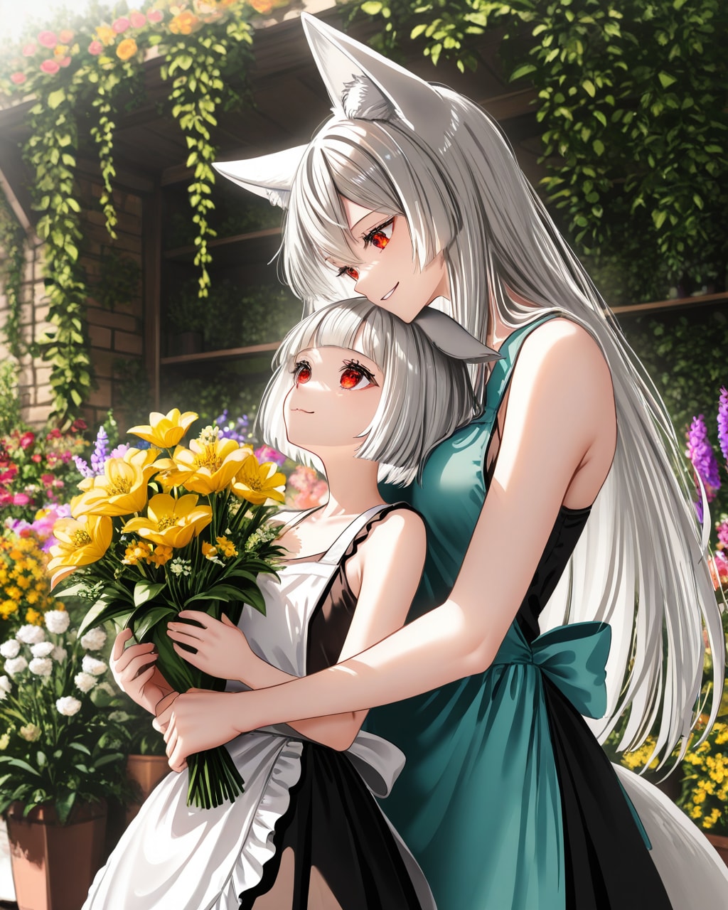 企画参加絵「けもみみ花屋」