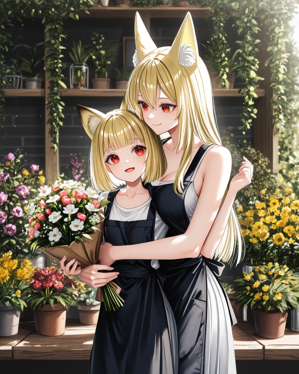 企画参加絵「けもみみ花屋」