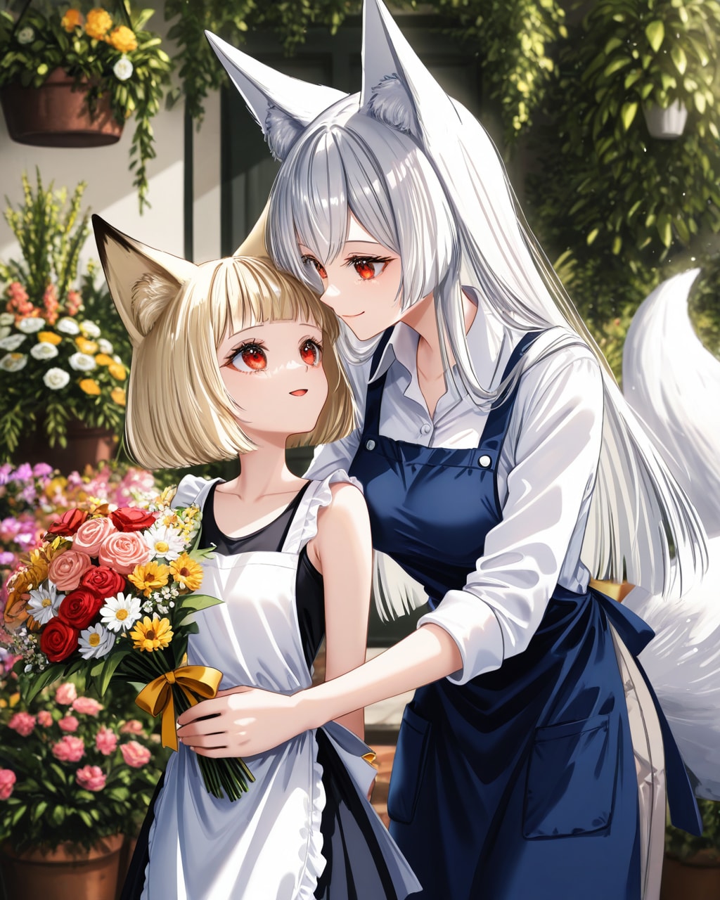 企画参加絵「けもみみ花屋」