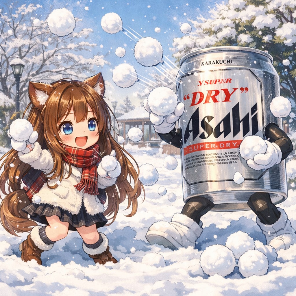 雪合戦する小さな女の子