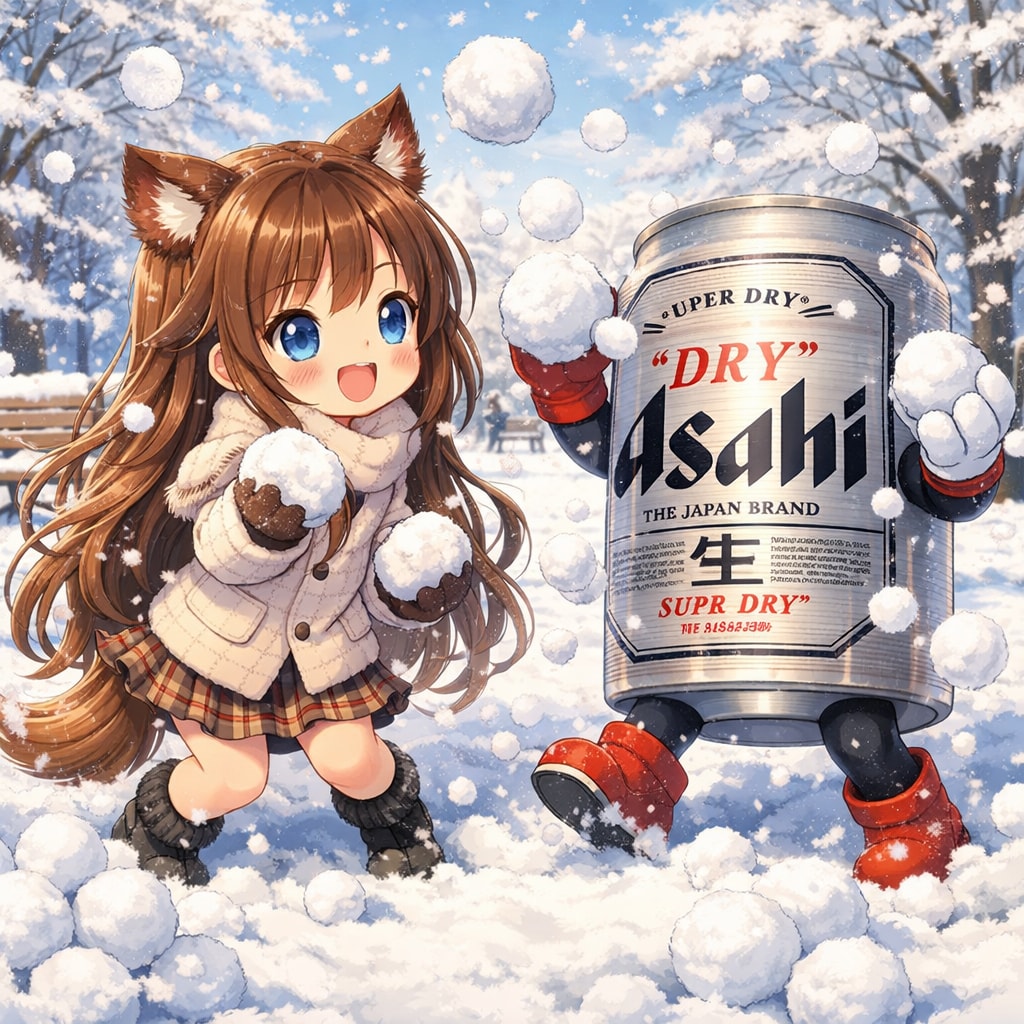 雪合戦する小さな女の子