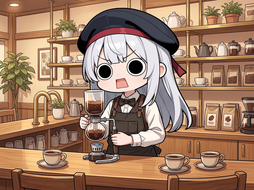 珈琲を淹れるバリスタえらいこっちゃ嬢