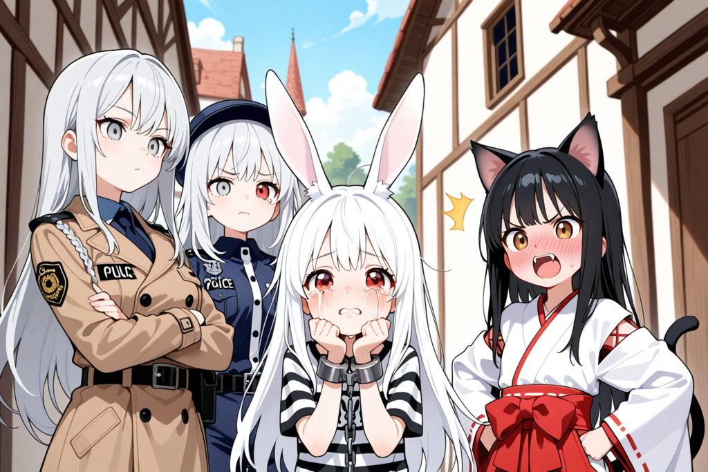 セラちゃんとさくらちゃんに身柄を確保されたうさぎ。