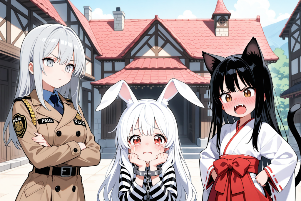 セラちゃんとさくらちゃんに身柄を確保されたうさぎ。