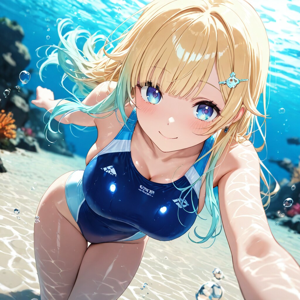 藍沢エマ　競泳水着