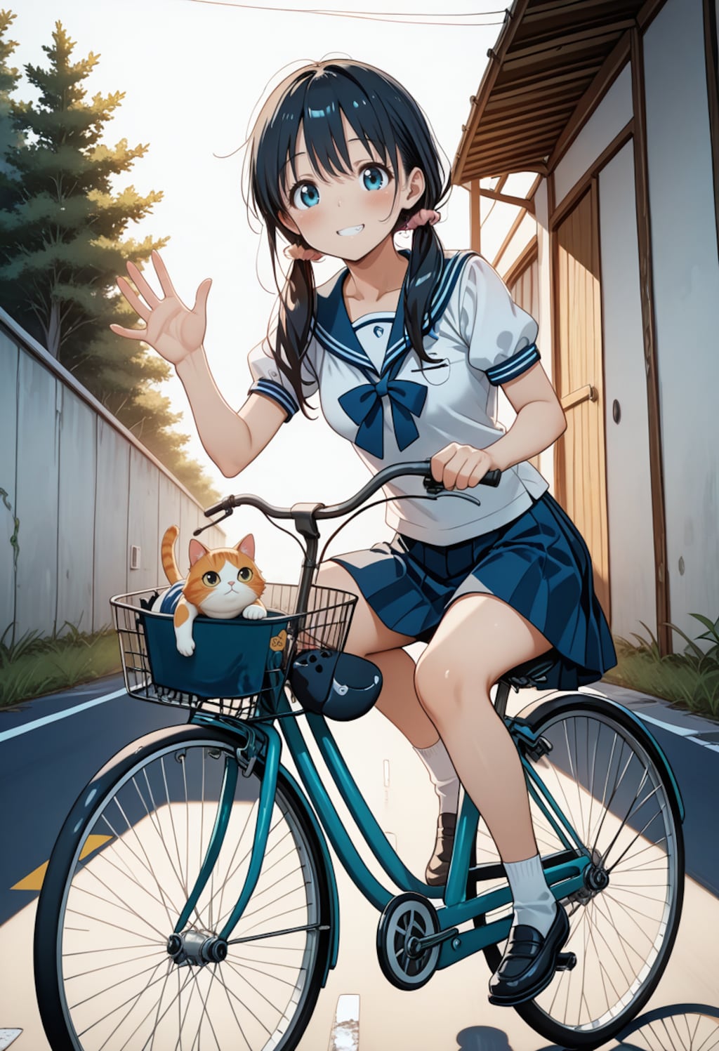 猫ちゃんと登校です♡