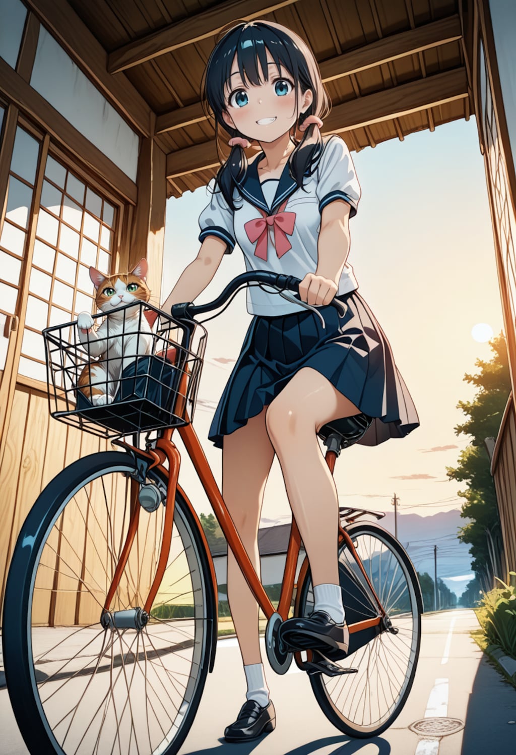 猫ちゃんと登校です♡