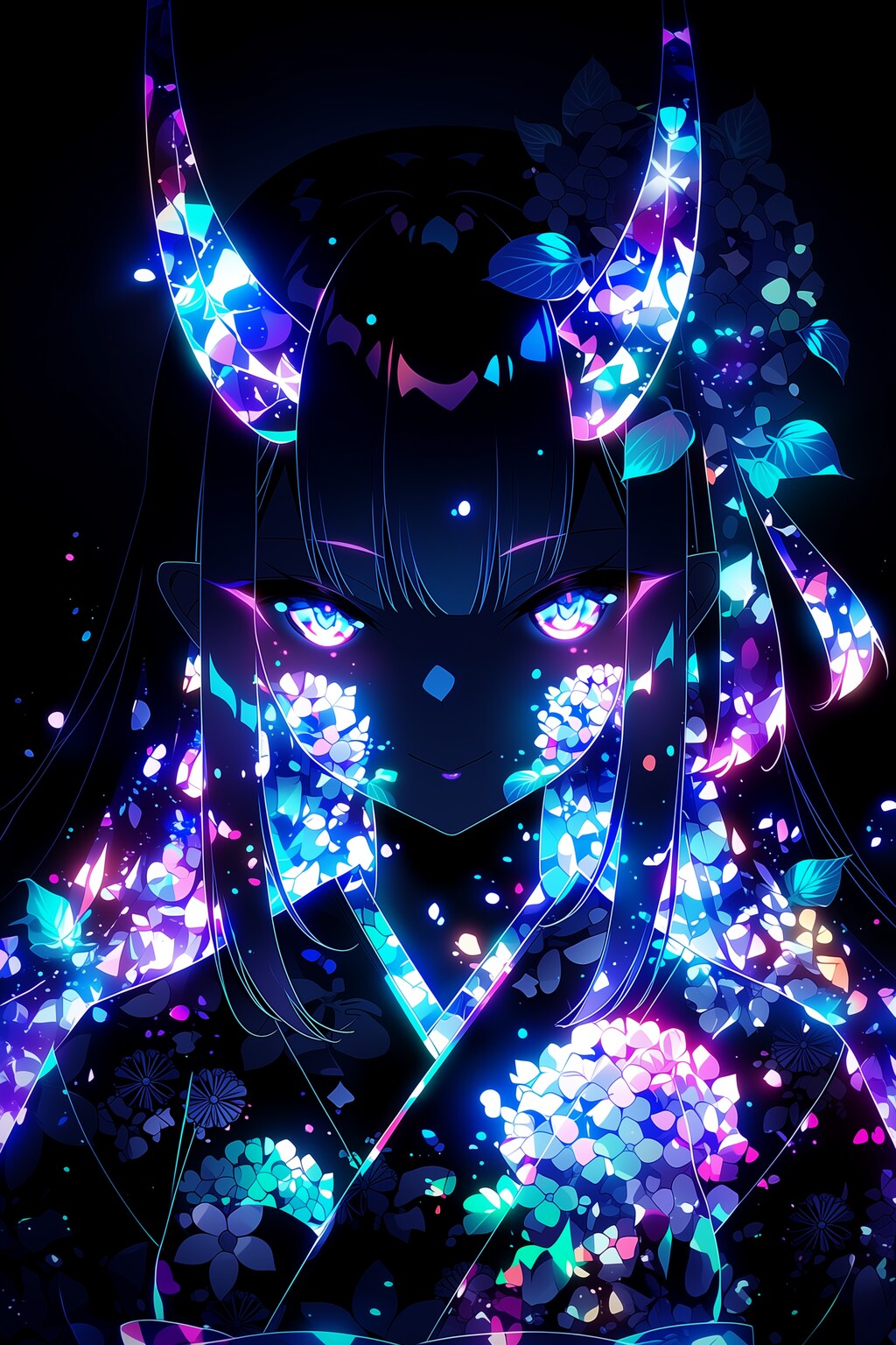 アジサイと鬼娘