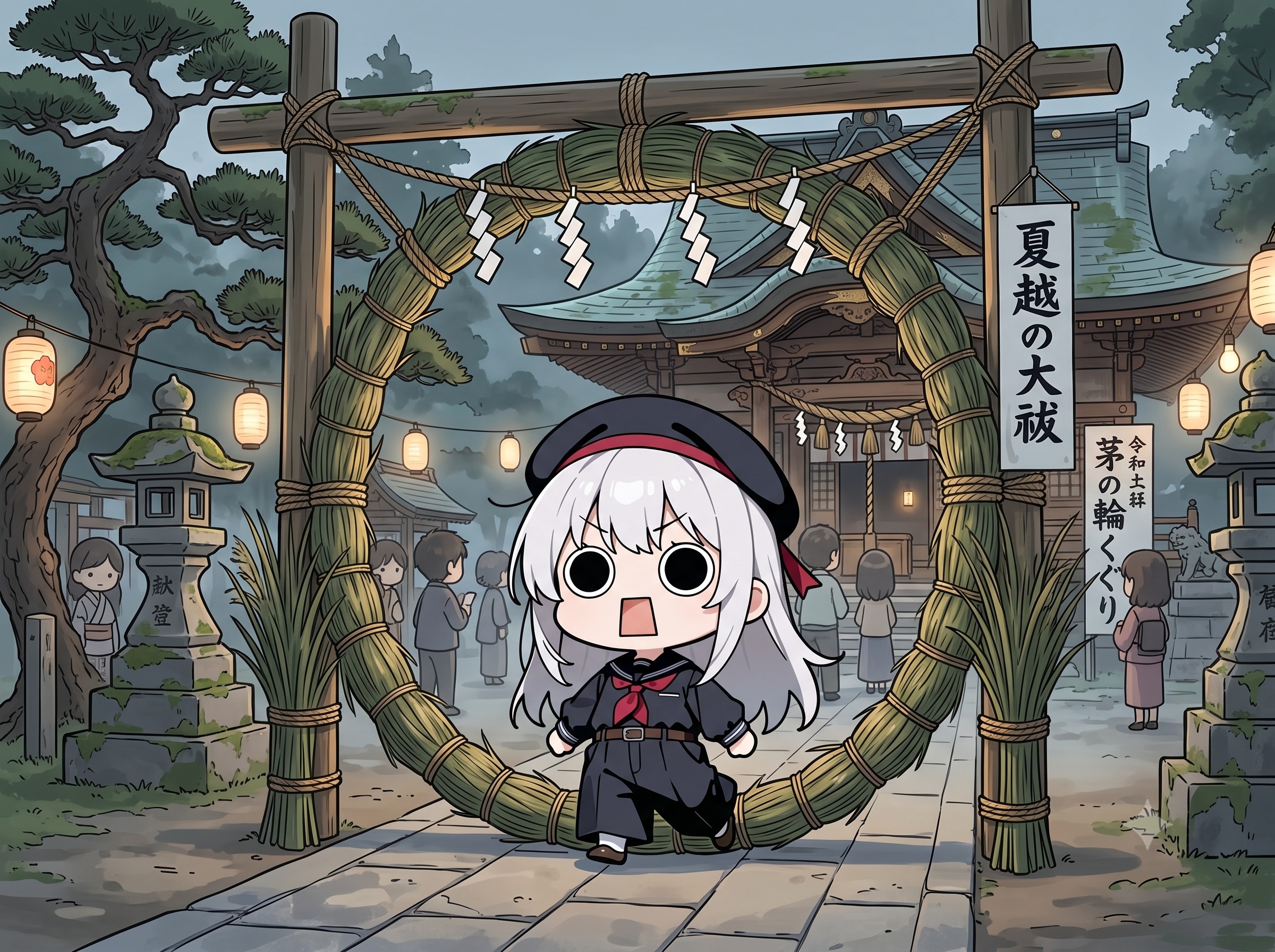 夏越の大祓で茅の輪くぐりをするえらいこっちゃ嬢