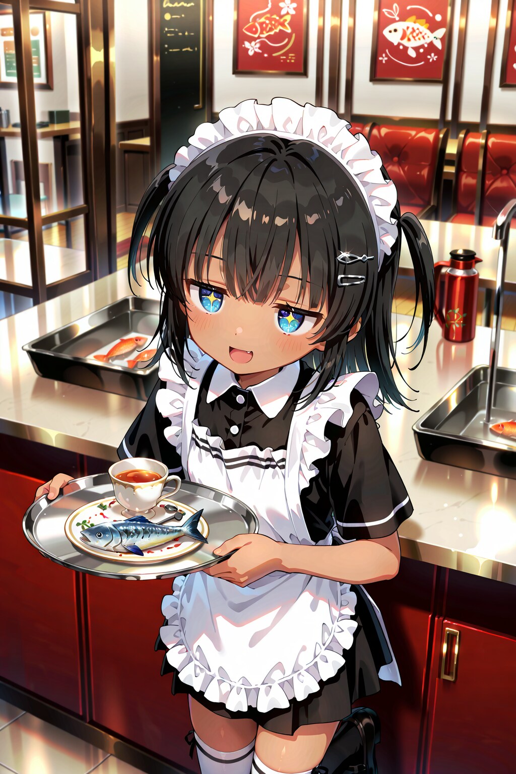 コーヒーと魚を運ぶこなつちゃん