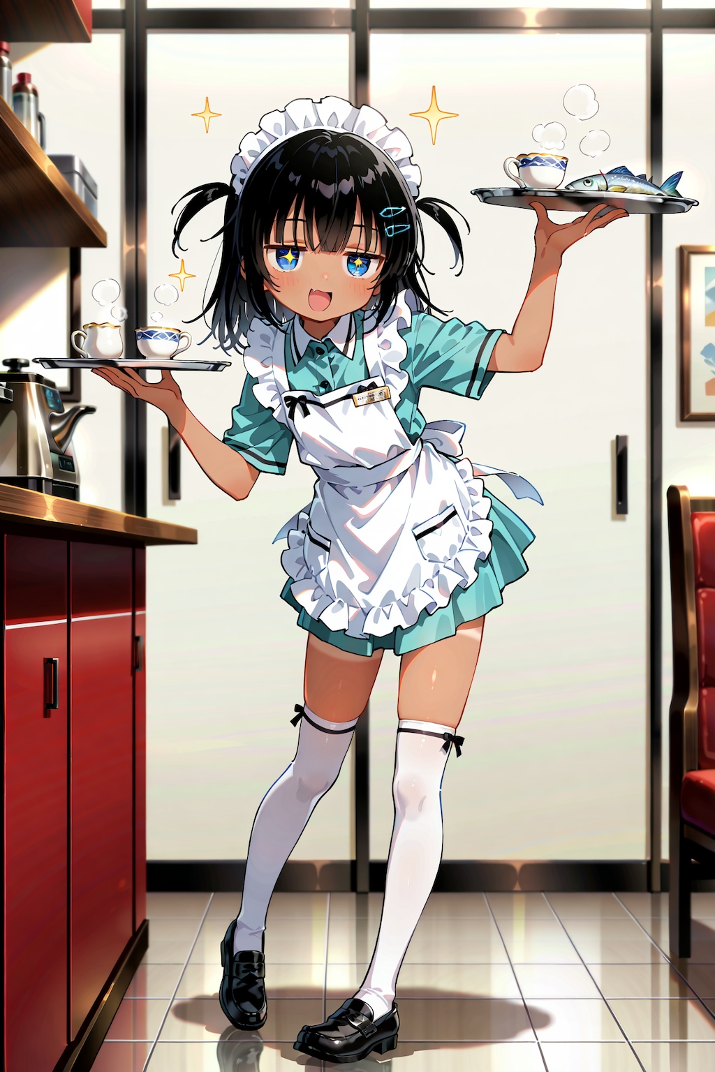 コーヒーと魚を運ぶこなつちゃん