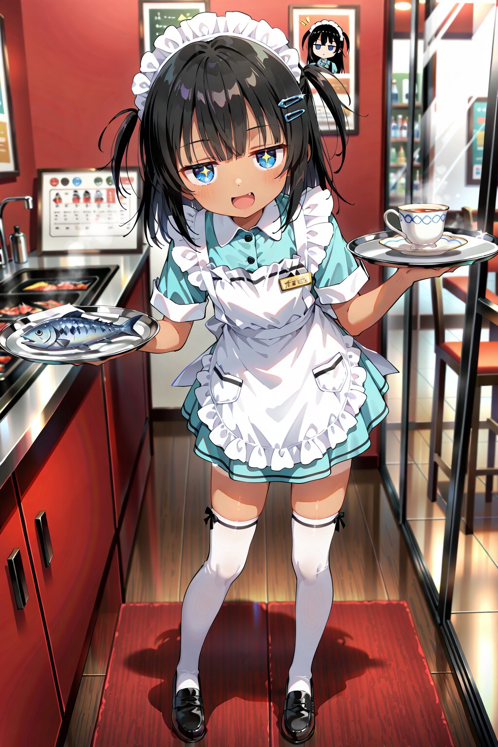 コーヒーと魚を運ぶこなつちゃん