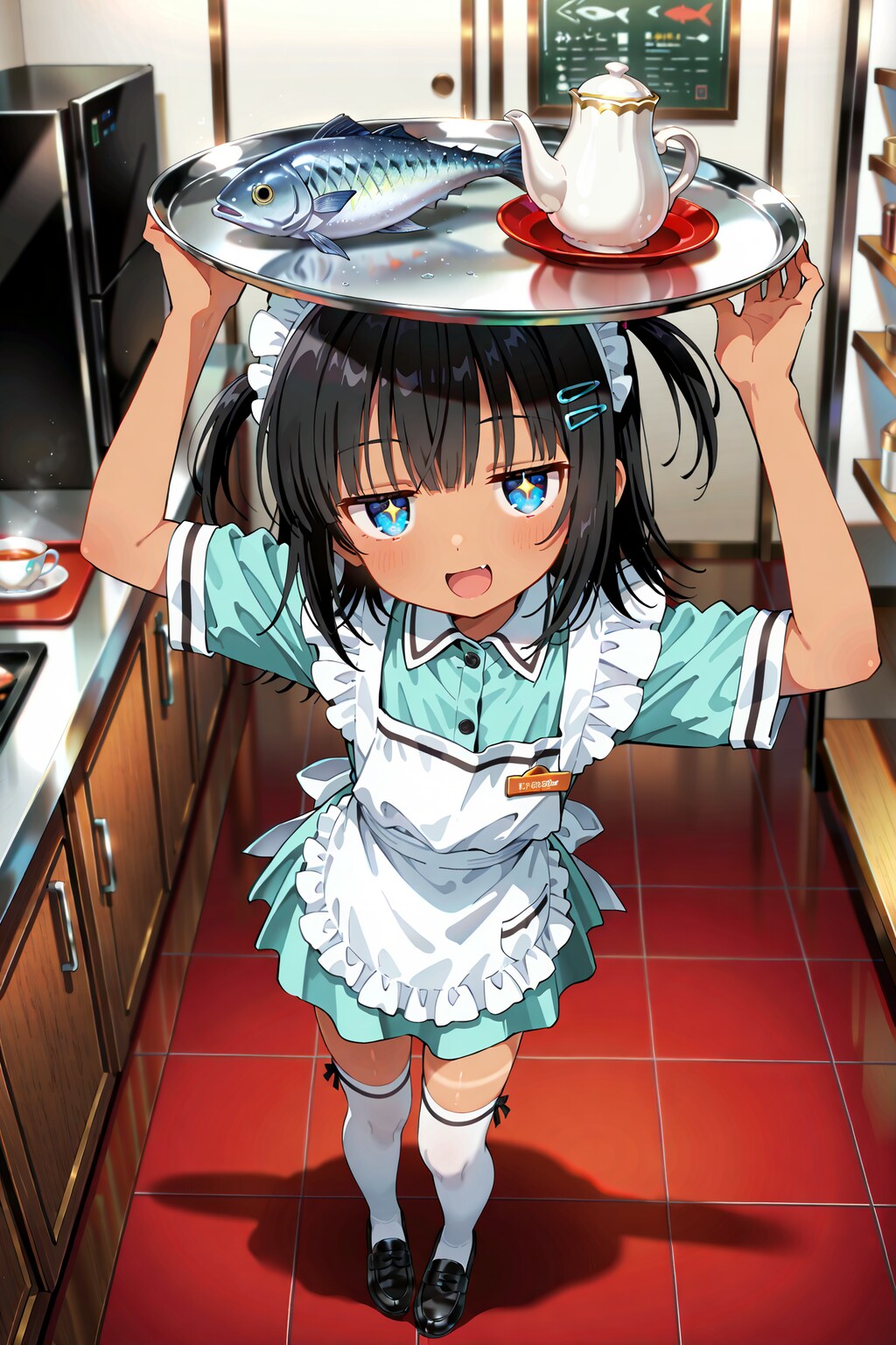 コーヒーと魚を運ぶこなつちゃん