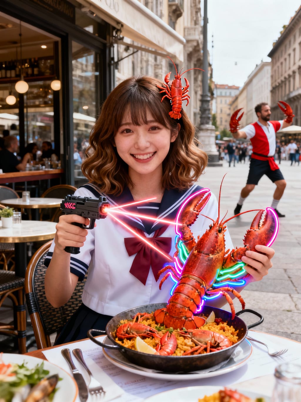 茶髪の人とロブスター