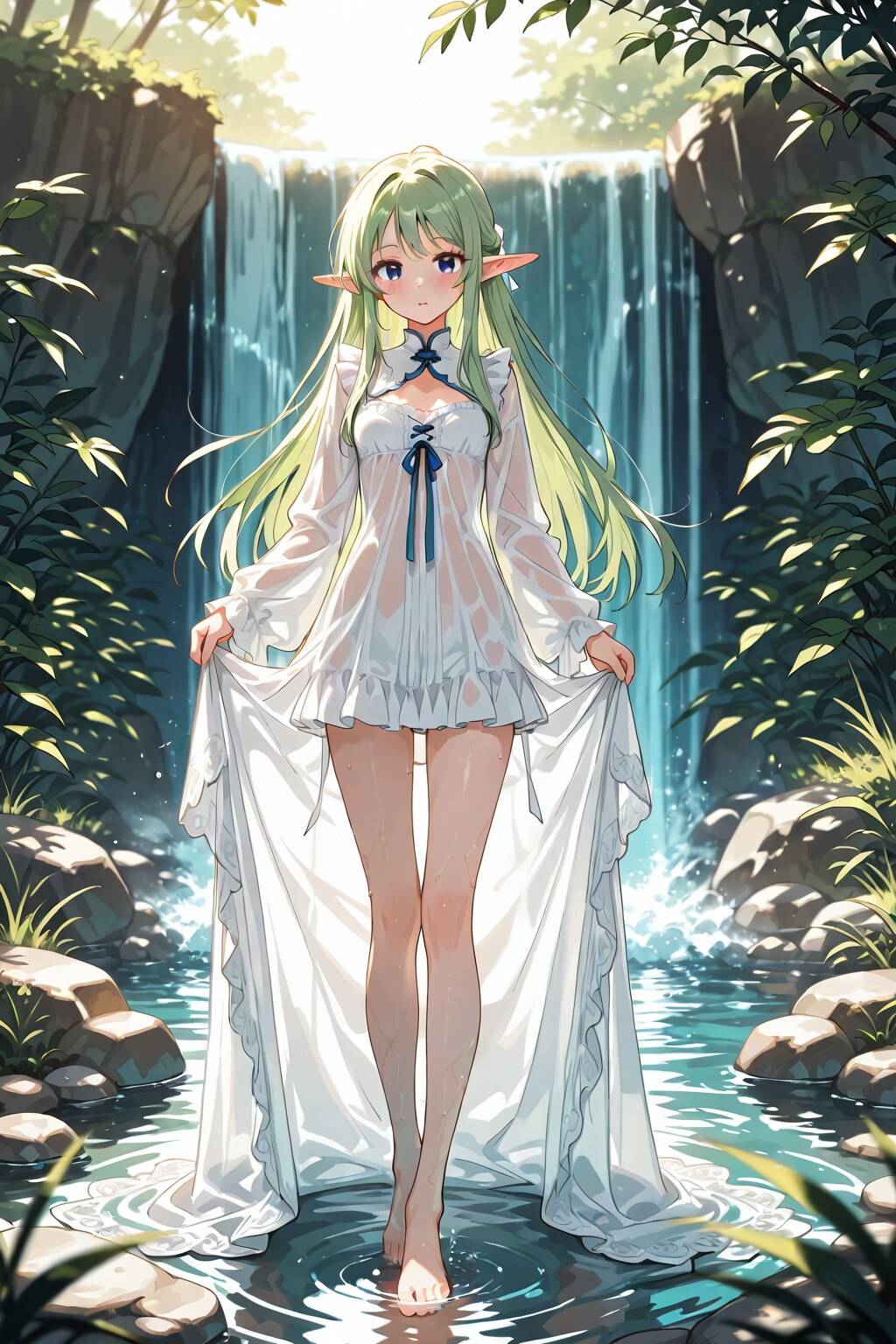 滝とエルフちゃん