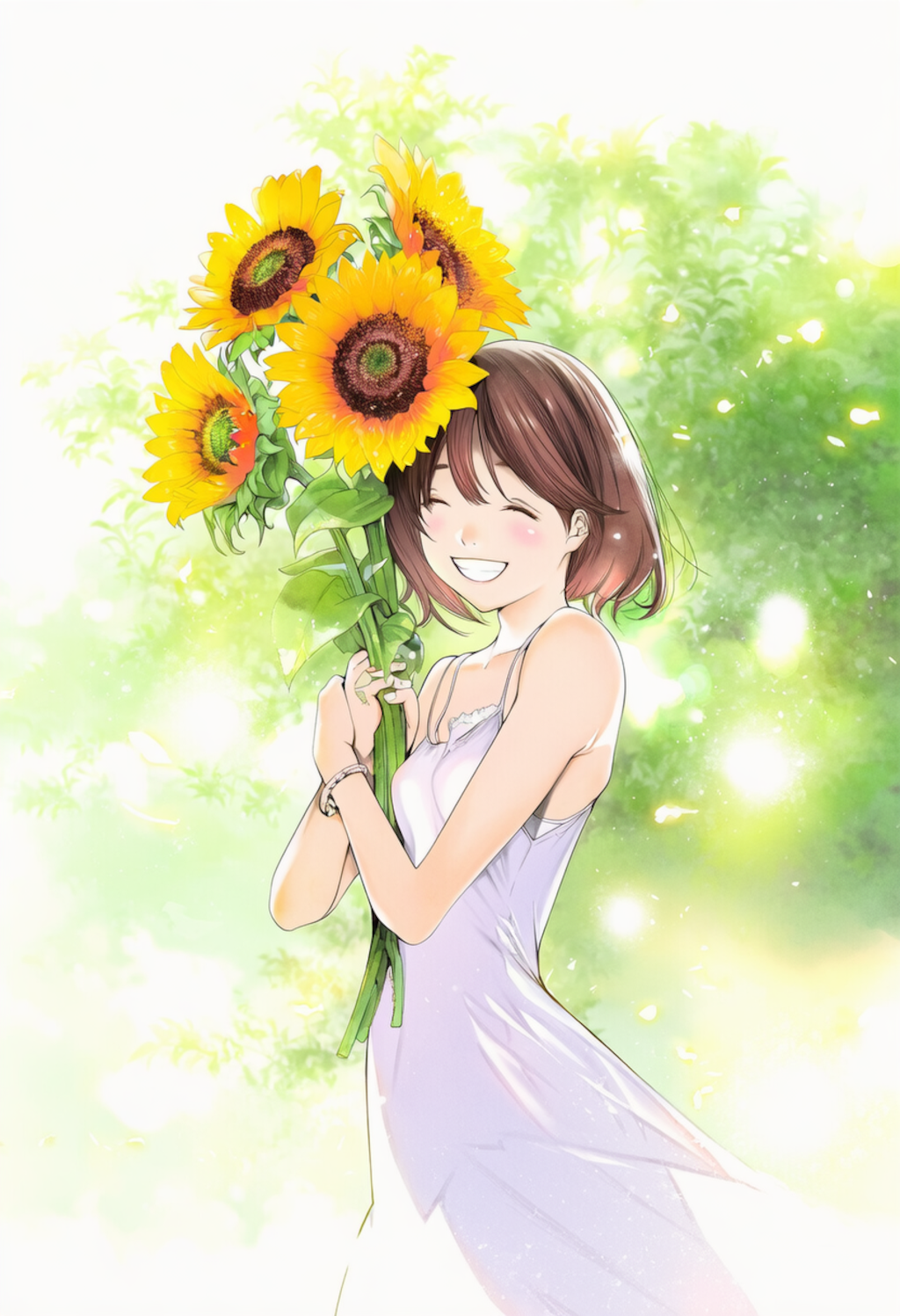 ひまわりと笑顔