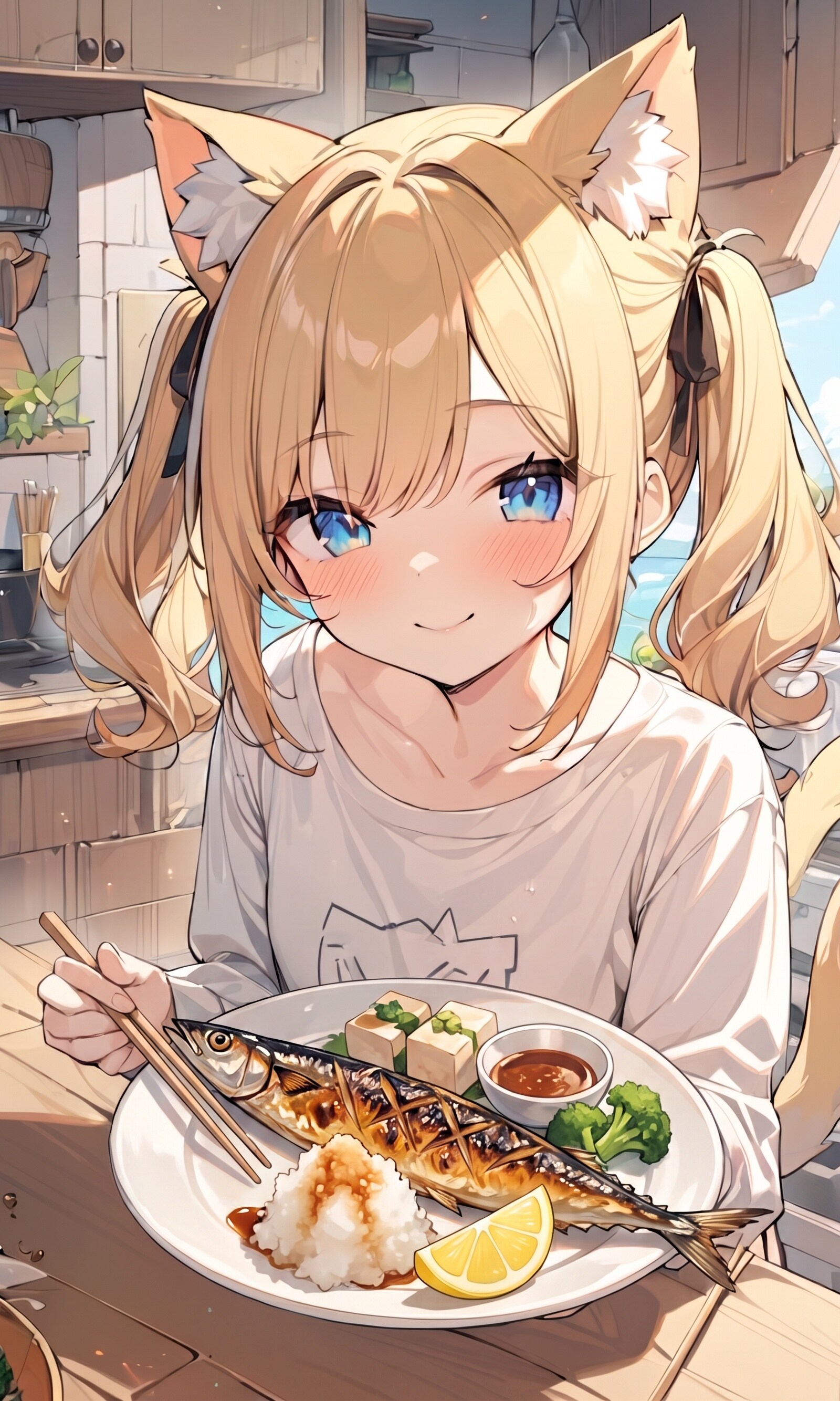 こるり「食べる？　大根おろしとか」まや「魚分けるとか言えよ」こるり「いや」 | の人気AIイラスト・グラビア