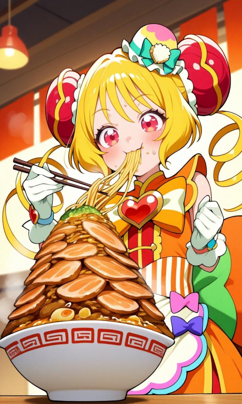 大きいラーメン食べるキュアヤムヤム