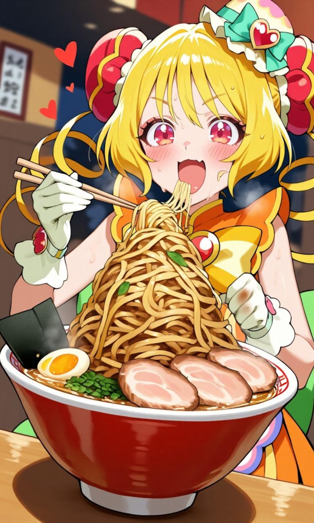 大きいラーメン食べるキュアヤムヤム