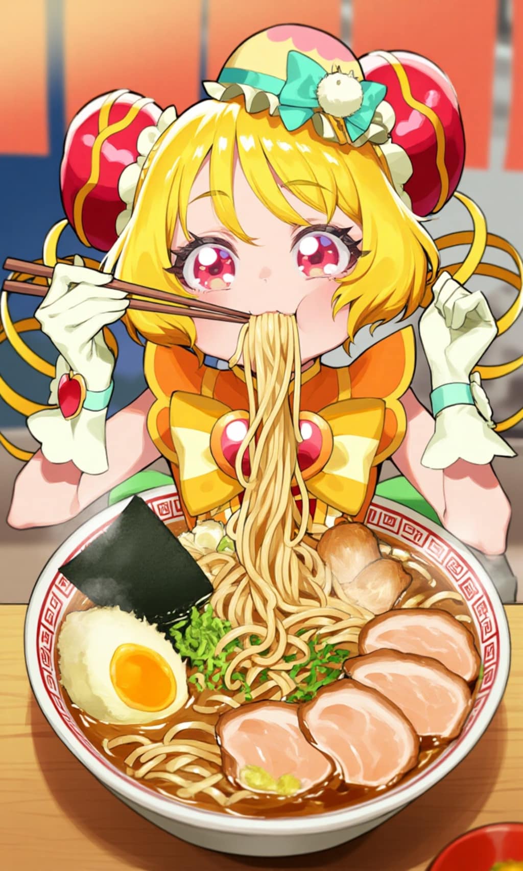 大きいラーメン食べるキュアヤムヤム