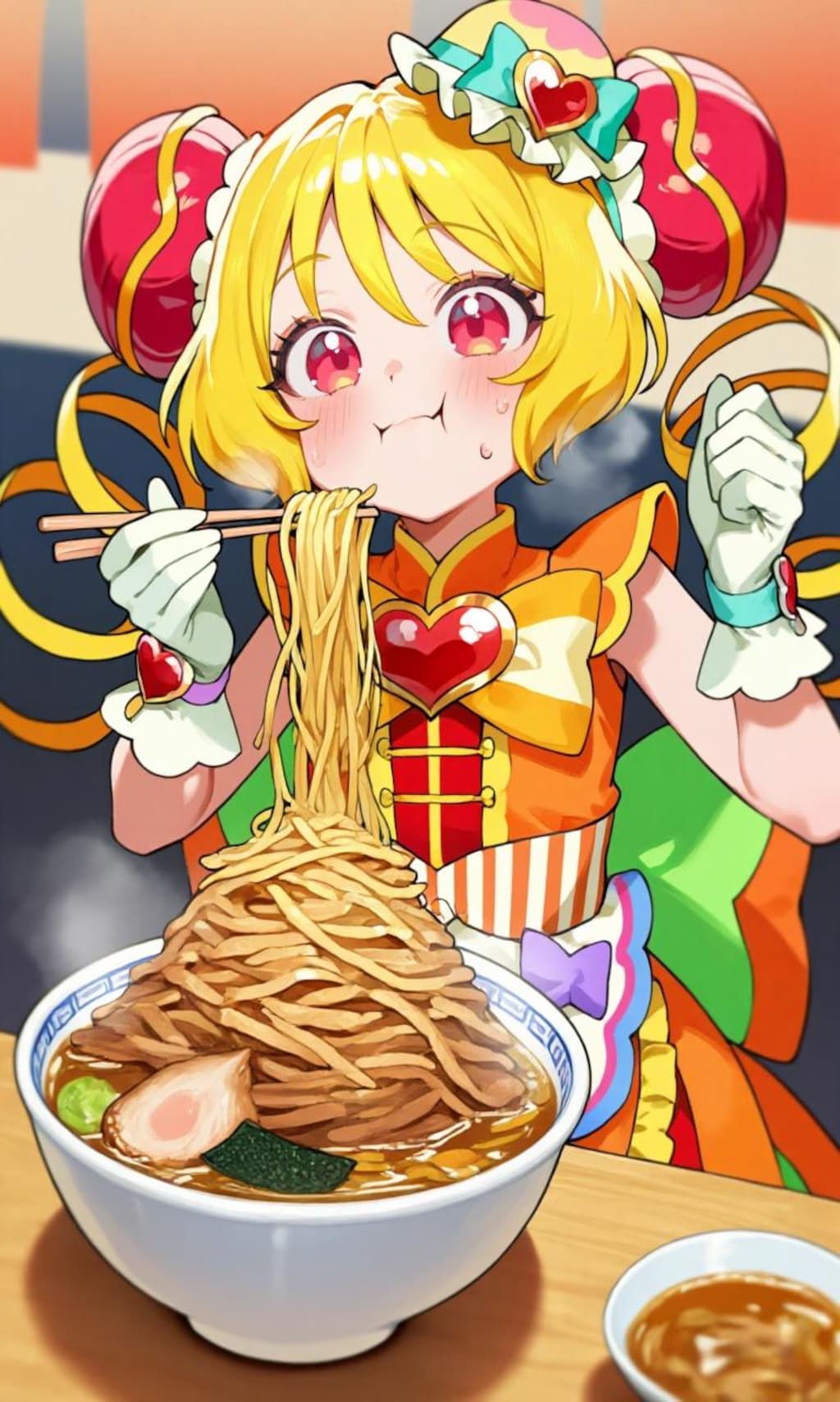 大きいラーメン食べるキュアヤムヤム