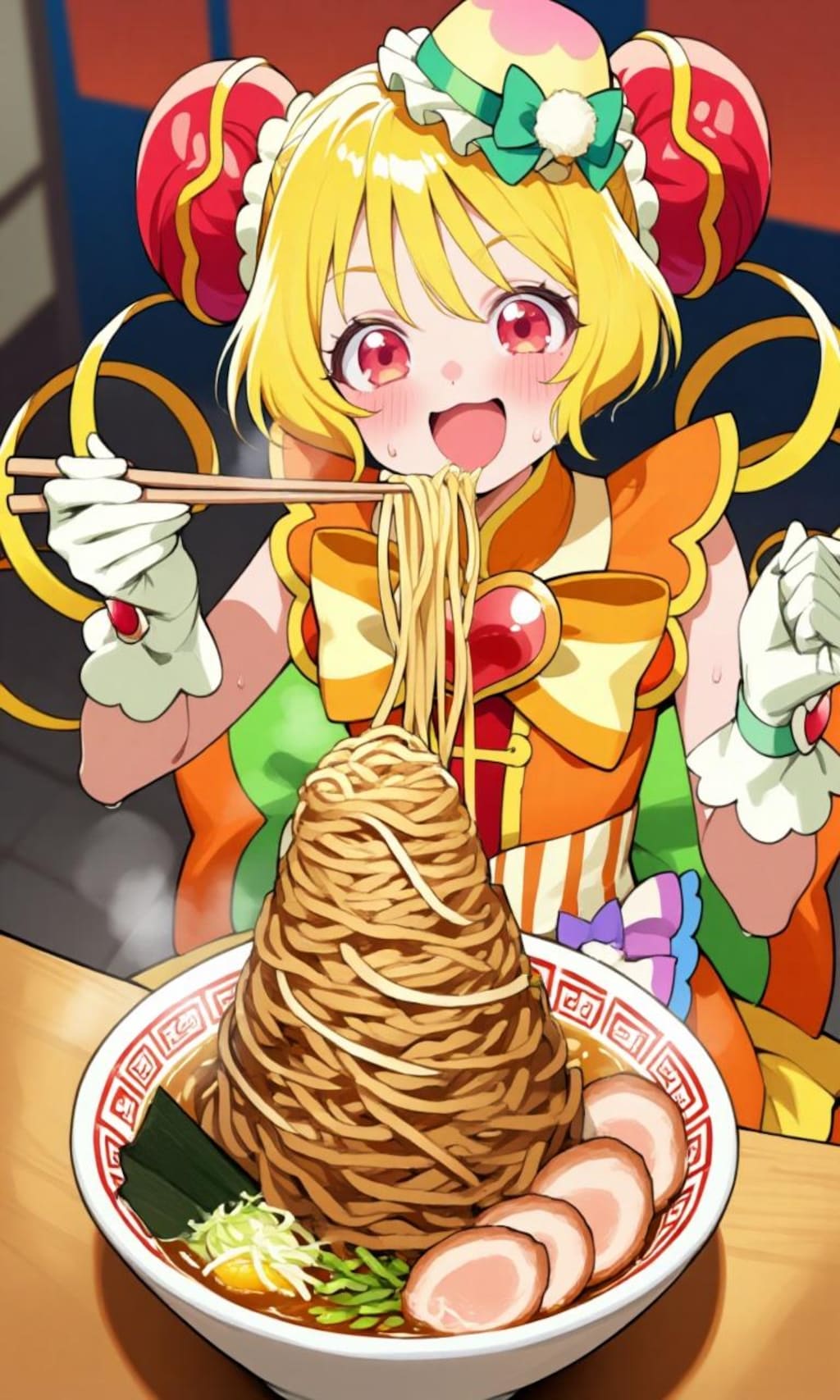 大きいラーメン食べるキュアヤムヤム