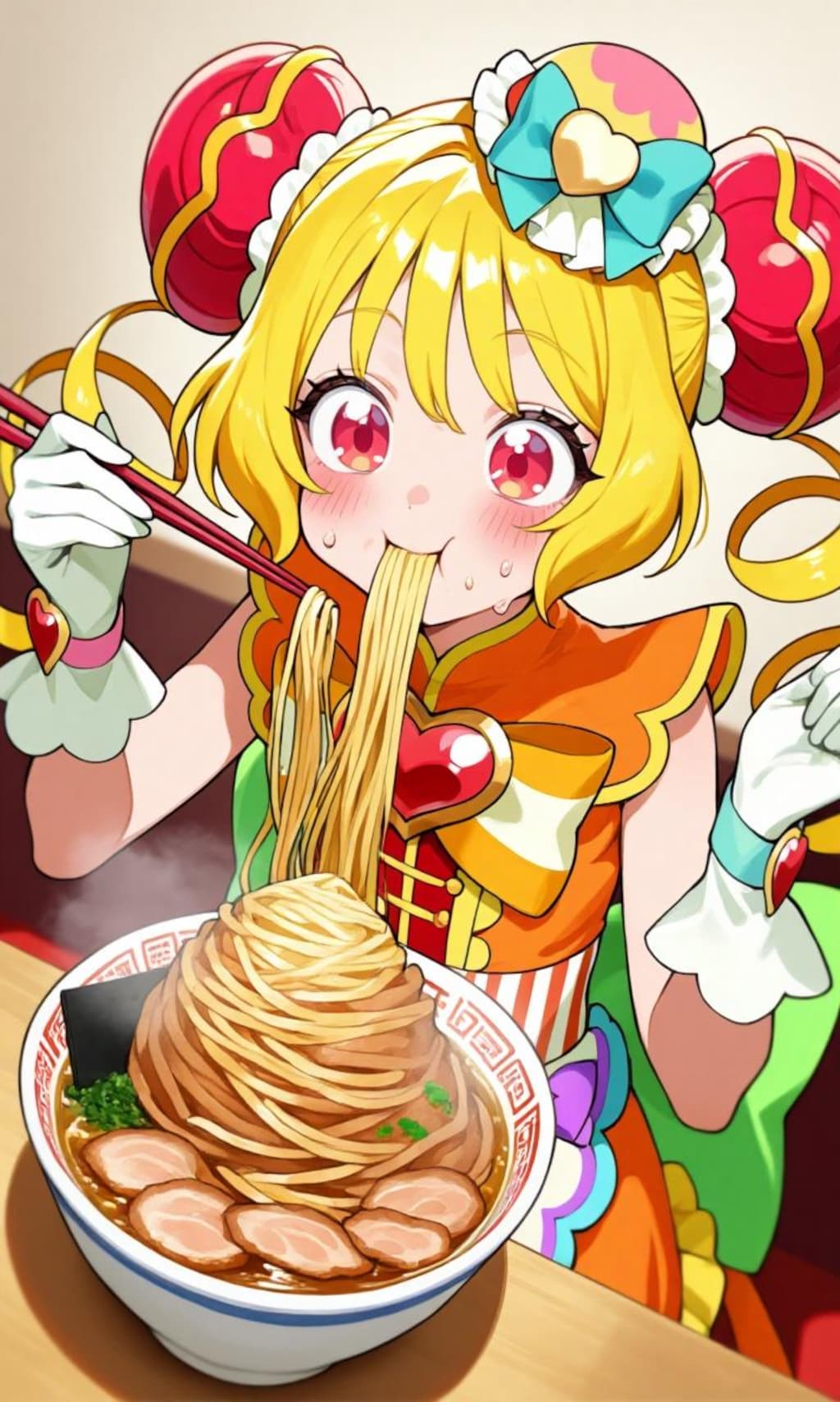 大きいラーメン食べるキュアヤムヤム