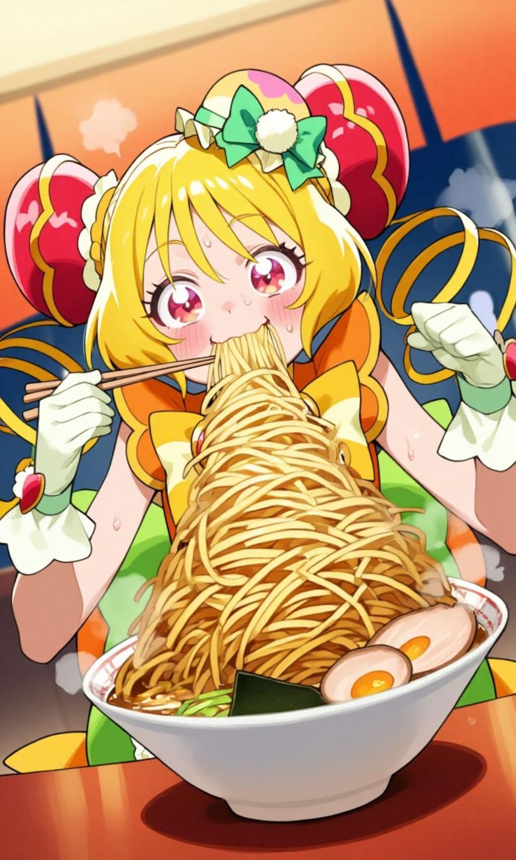 大きいラーメン食べるキュアヤムヤム