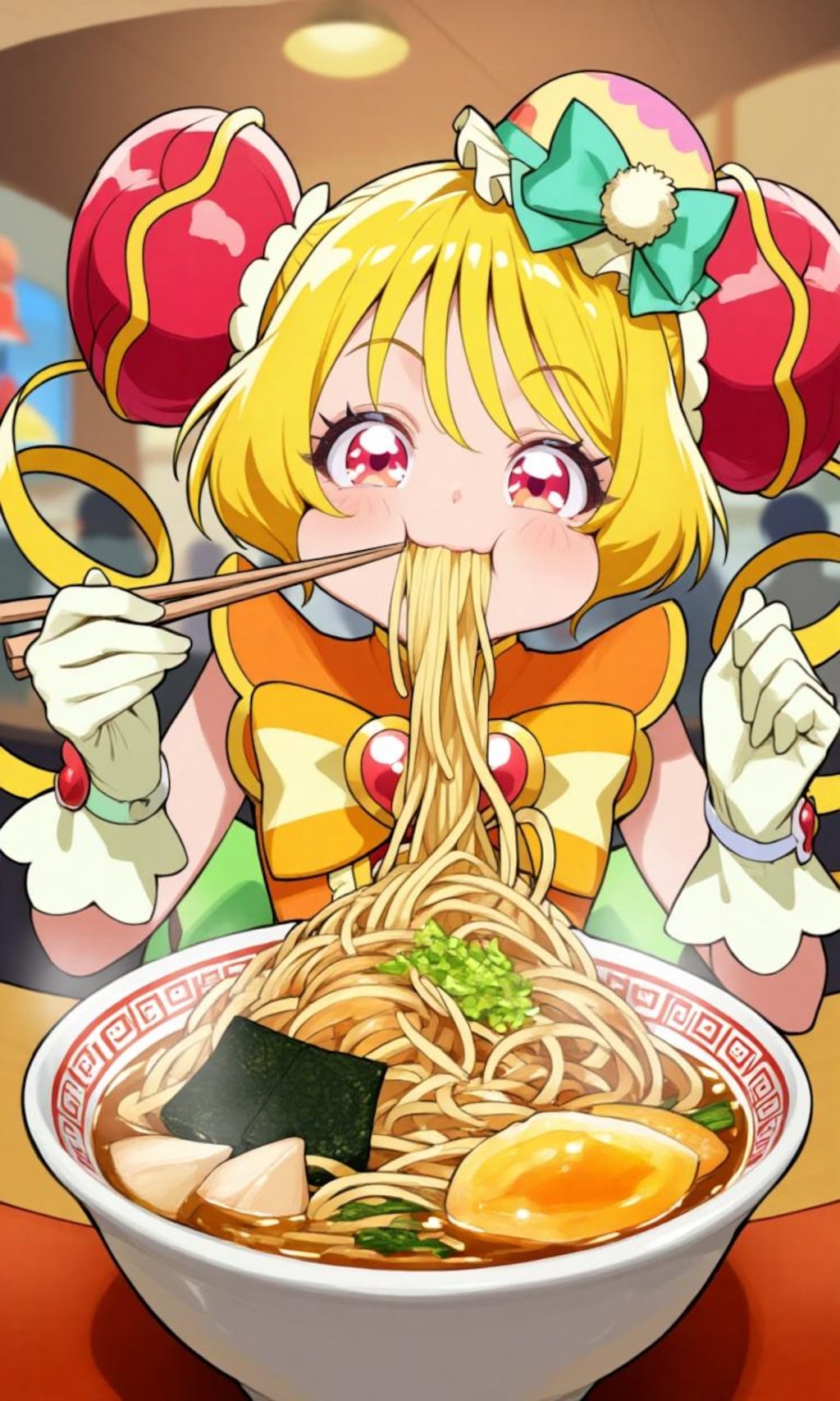 大きいラーメン食べるキュアヤムヤム