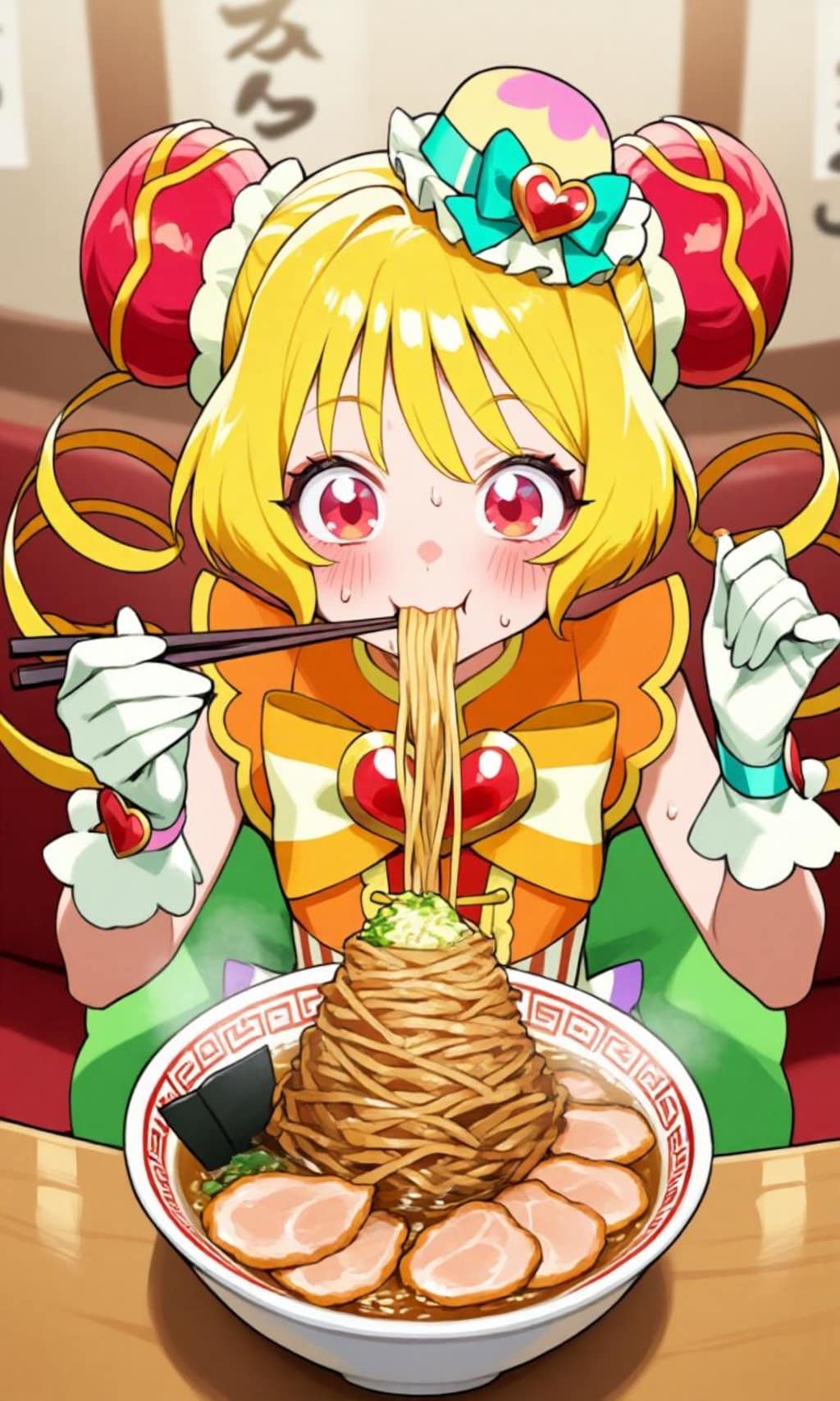 大きいラーメン食べるキュアヤムヤム