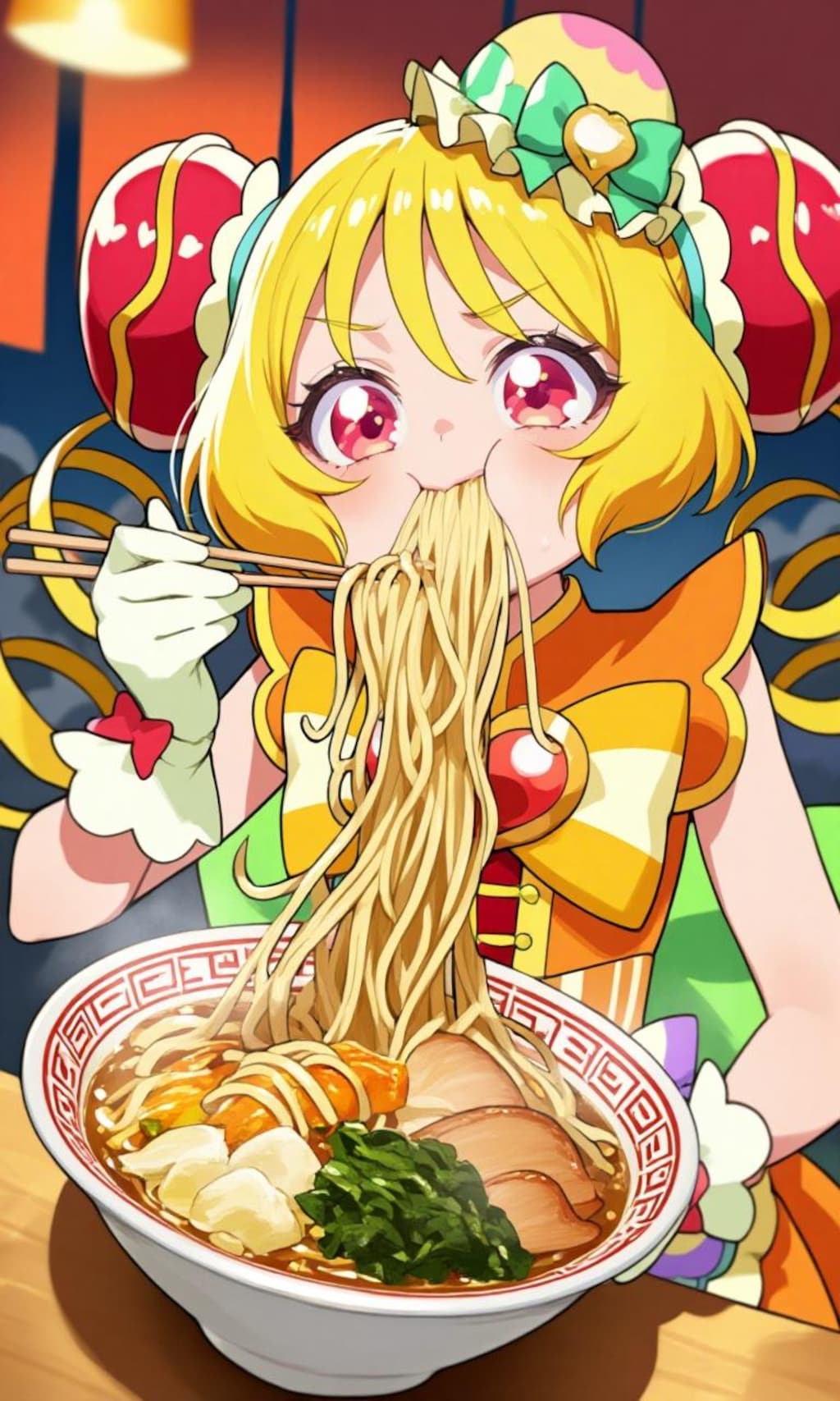 大きいラーメン食べるキュアヤムヤム