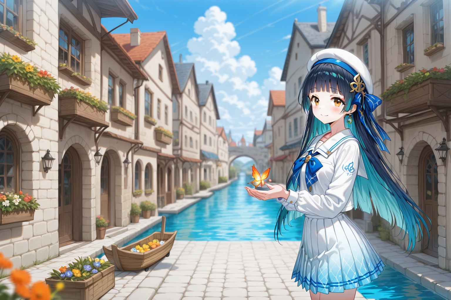 運河沿いの少女 | の人気AIイラスト・グラビア