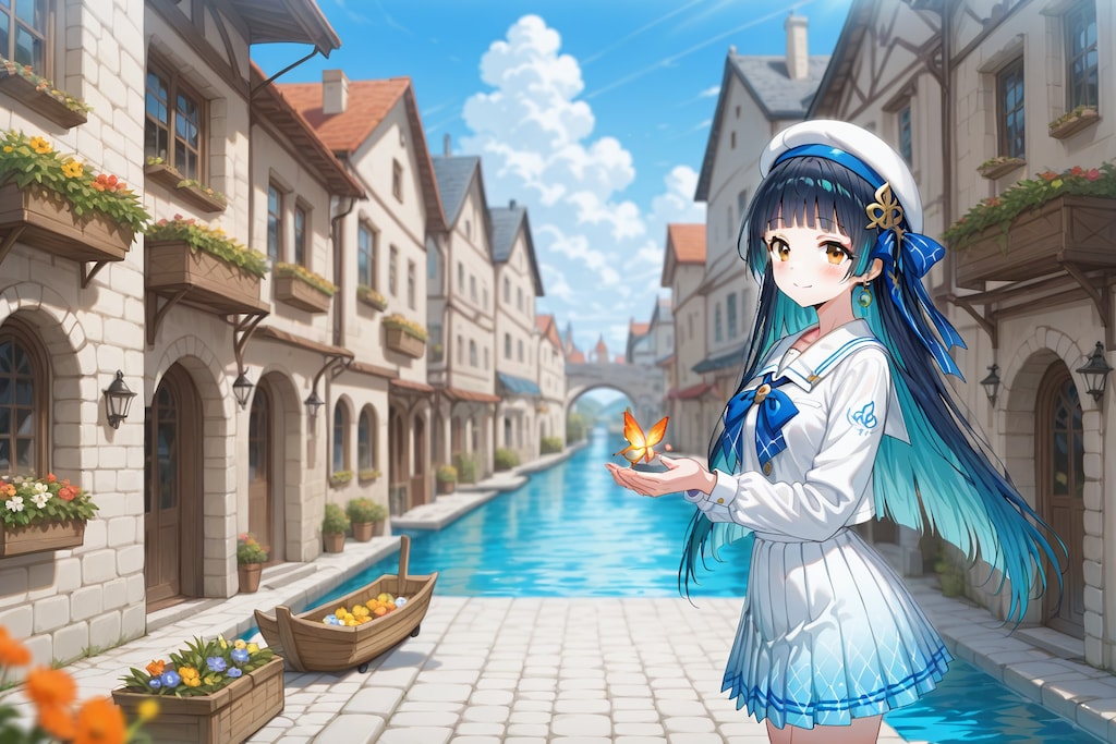 運河沿いの少女
