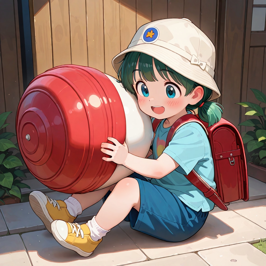 バランスボールのカバーはずしてるのぉ
