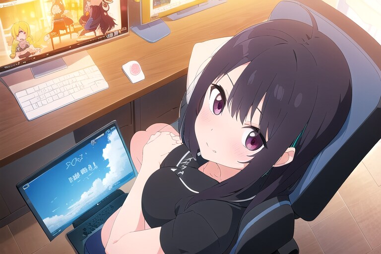 横から覗いたら睨まれた