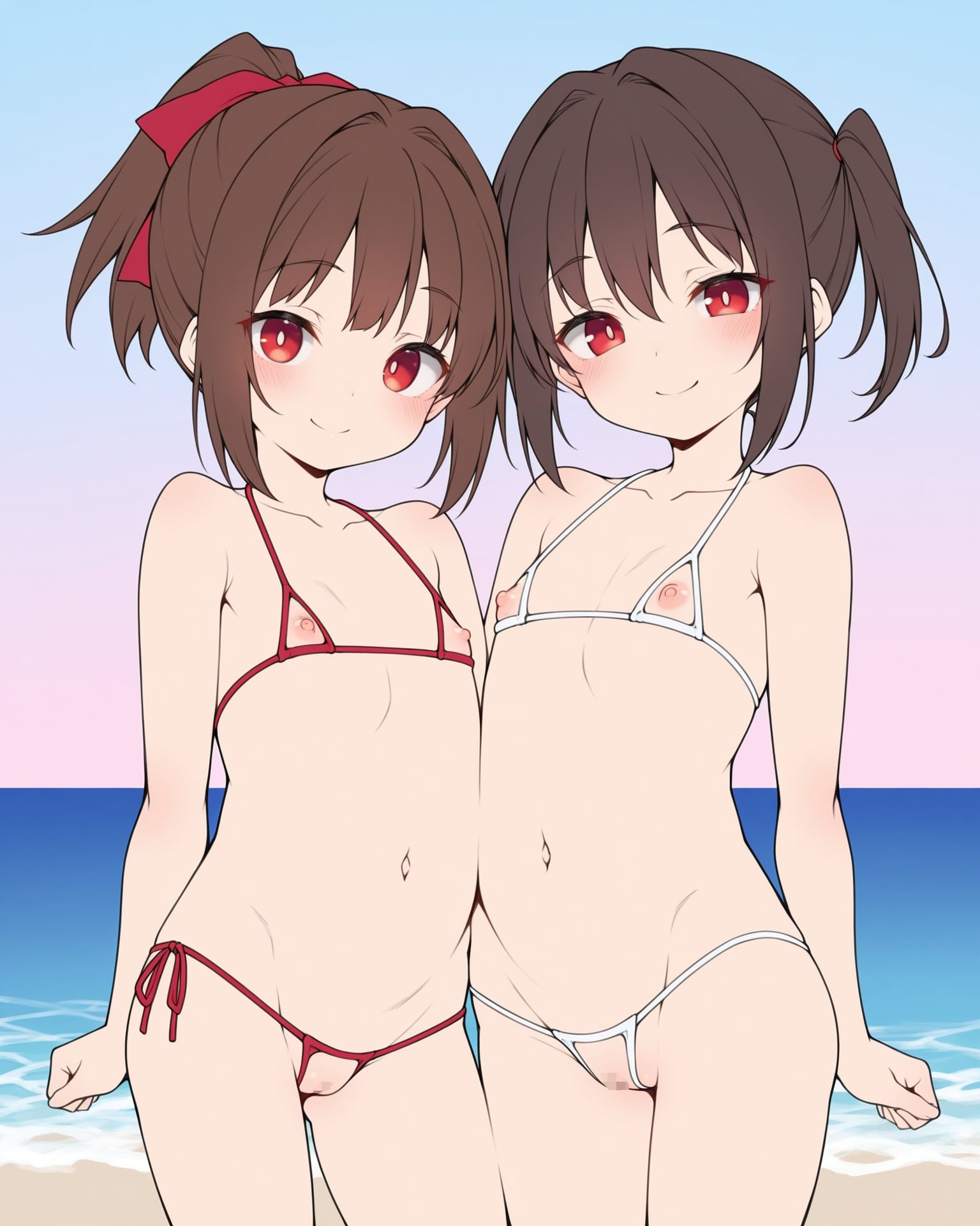 意味なし紅白ビキニむちロリ姉妹