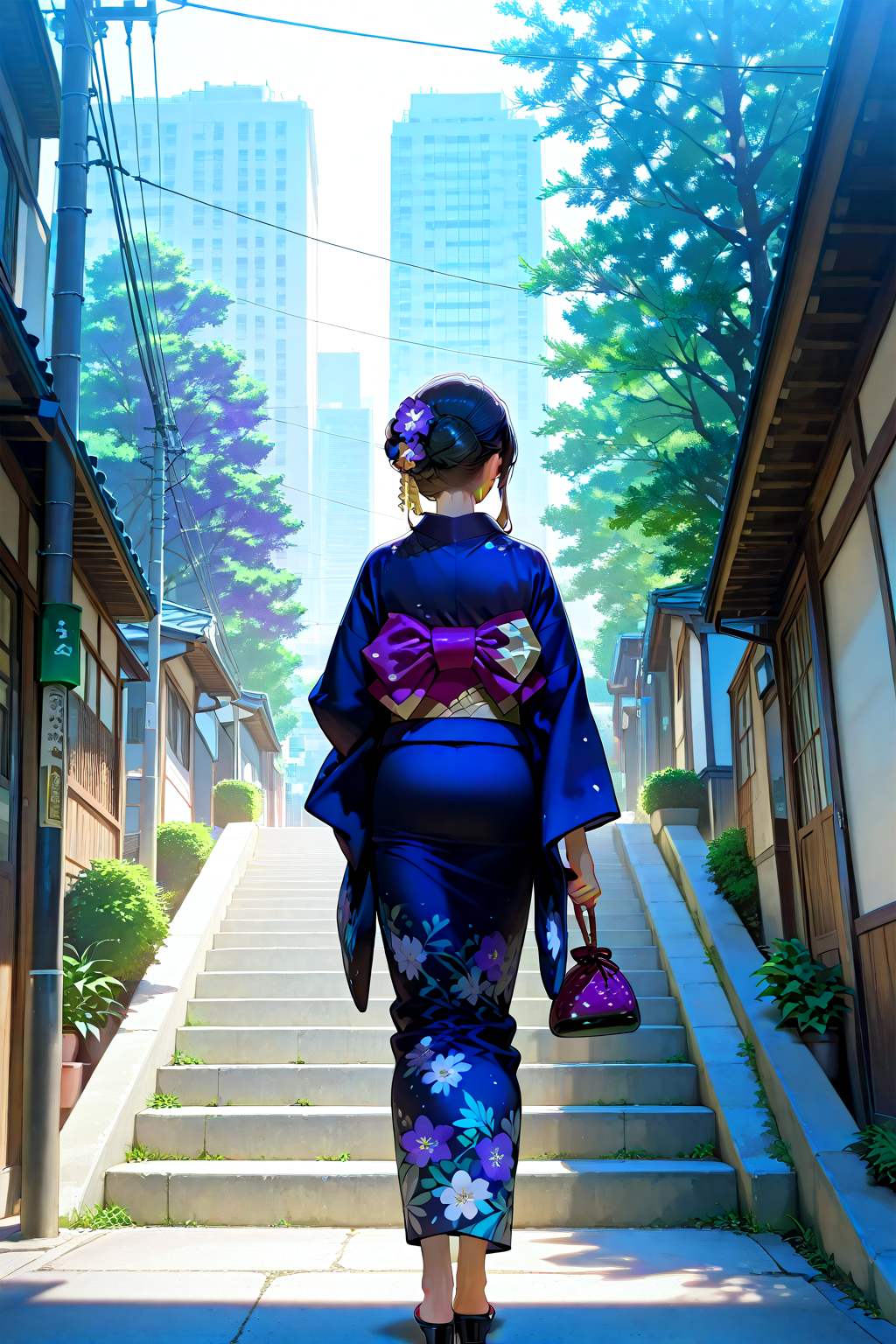 坂の古都と霞むビル群