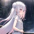 雨の中のお団子ちゃん 2枚目