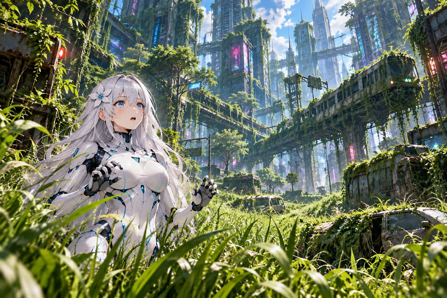 草生える未来都市 | の人気AIイラスト・グラビア