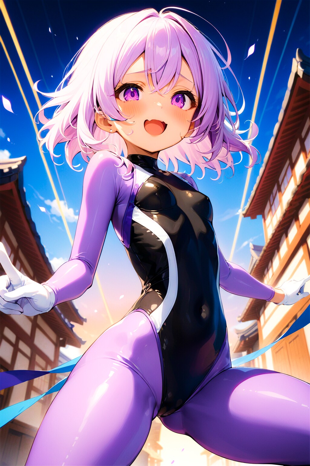 ぴっちりスーツ×競泳水着の貧乳正義のヒロインちゃん