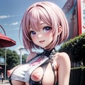 二次おっぱいポロリ180《ピンク髪クロップトップ》 6枚目