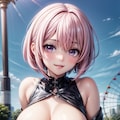 二次おっぱいポロリ180《ピンク髪クロップトップ》 5枚目
