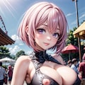 二次おっぱいポロリ180《ピンク髪クロップトップ》 4枚目
