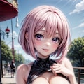 二次おっぱいポロリ180《ピンク髪クロップトップ》 3枚目