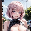 二次おっぱいポロリ180《ピンク髪クロップトップ》 2枚目