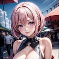 二次おっぱいポロリ180《ピンク髪クロップトップ》 9枚目