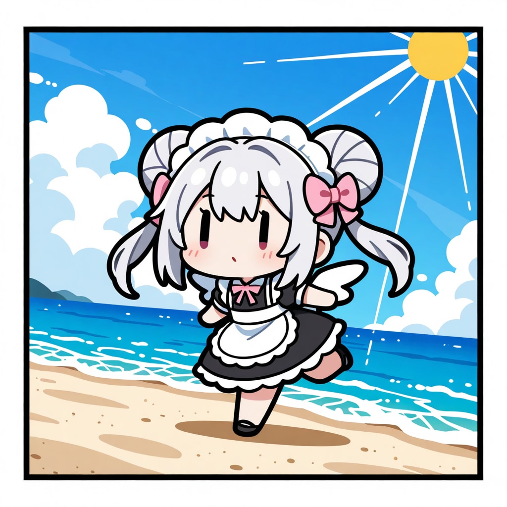 お団子ヘアのチビメイドさん