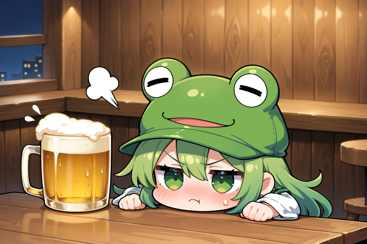 管を巻くカエル帽子女子 | の人気AIイラスト・グラビア
