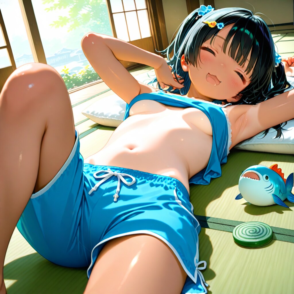 幸多さんの夏休みの絵の課題作成中の風景
